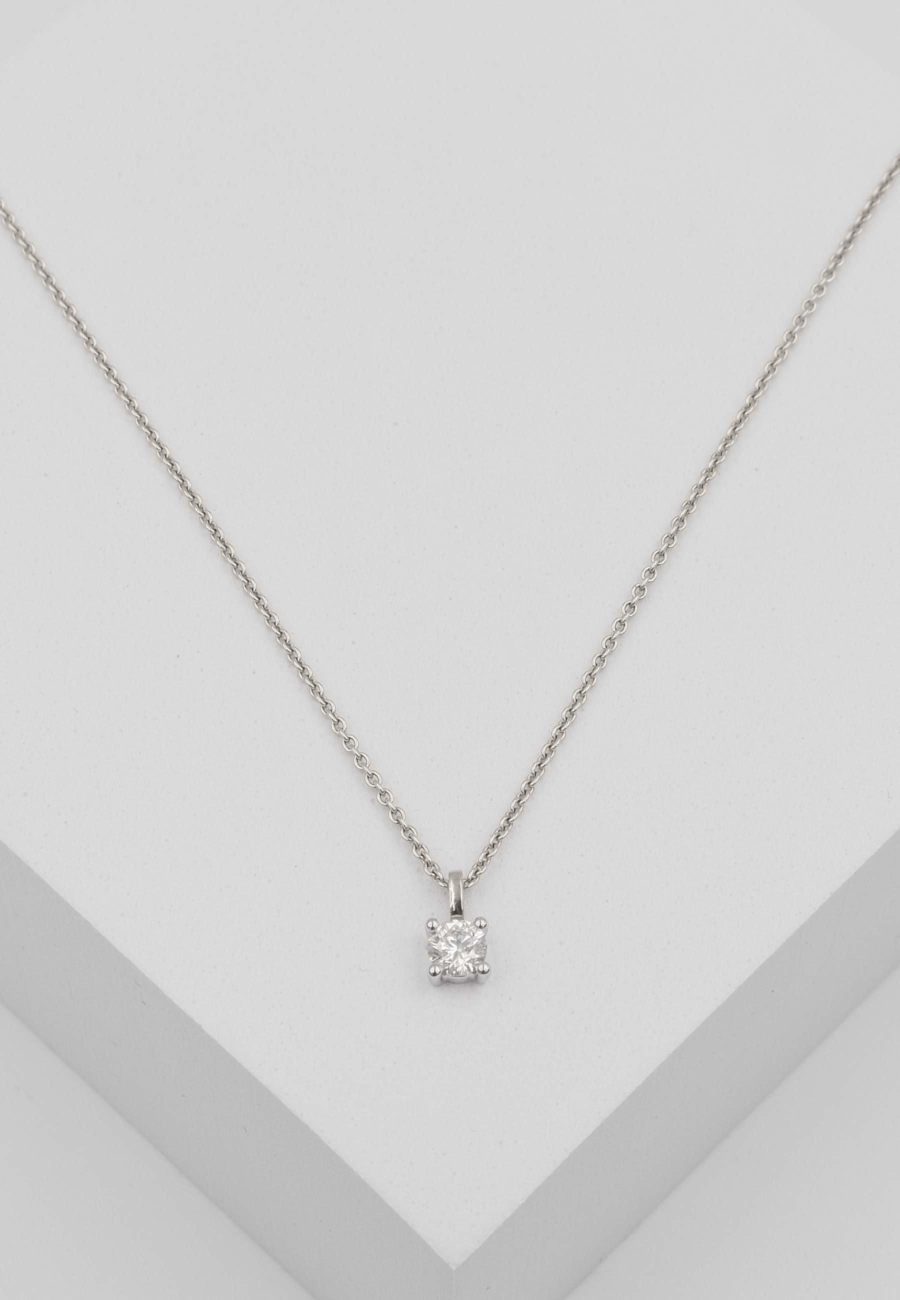 MUAU Schmuck  Solitär Anhänger 4-Griff-Fassung Weissgold 750 Diamant 0.33ct. 9x5.5mm 