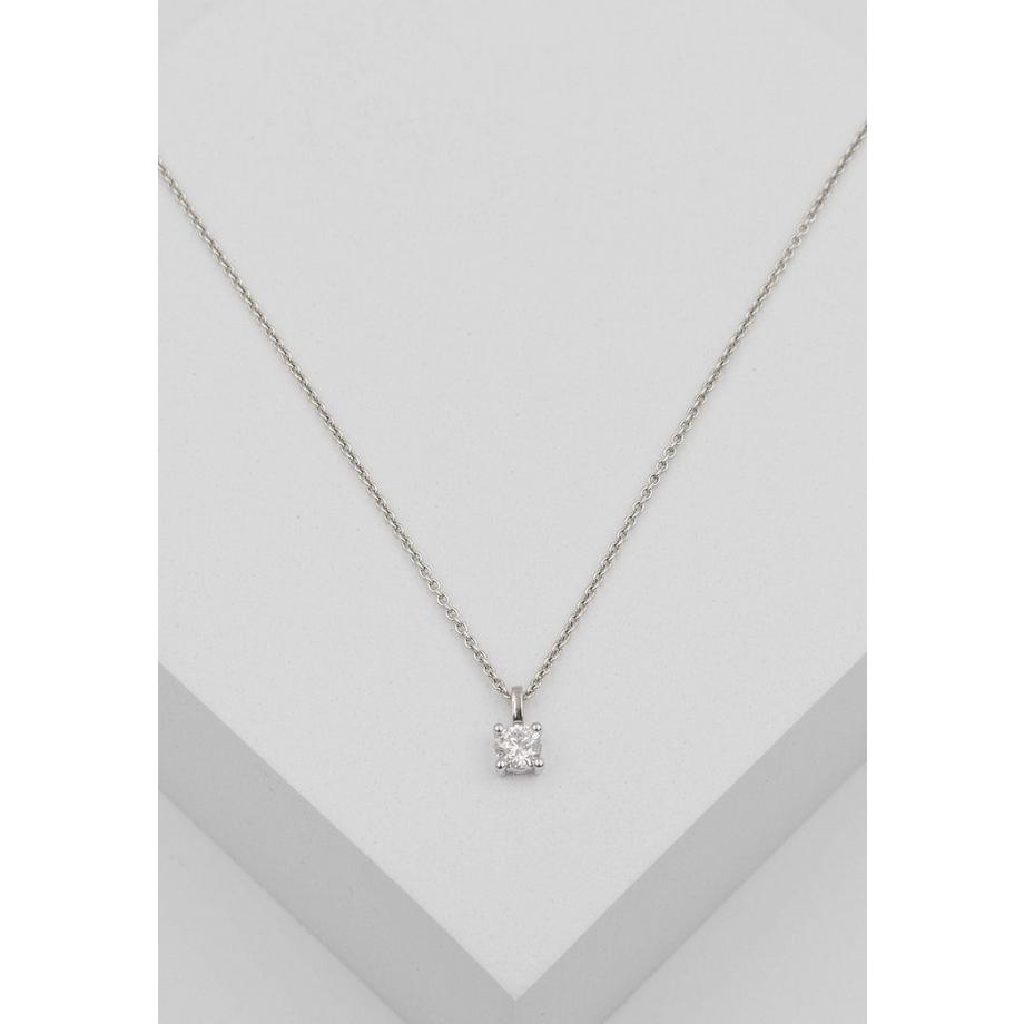 MUAU Schmuck  Pendentif solitaire 4 poignées en or blanc 750 diamant 0,33ct. 9x5,5mm 