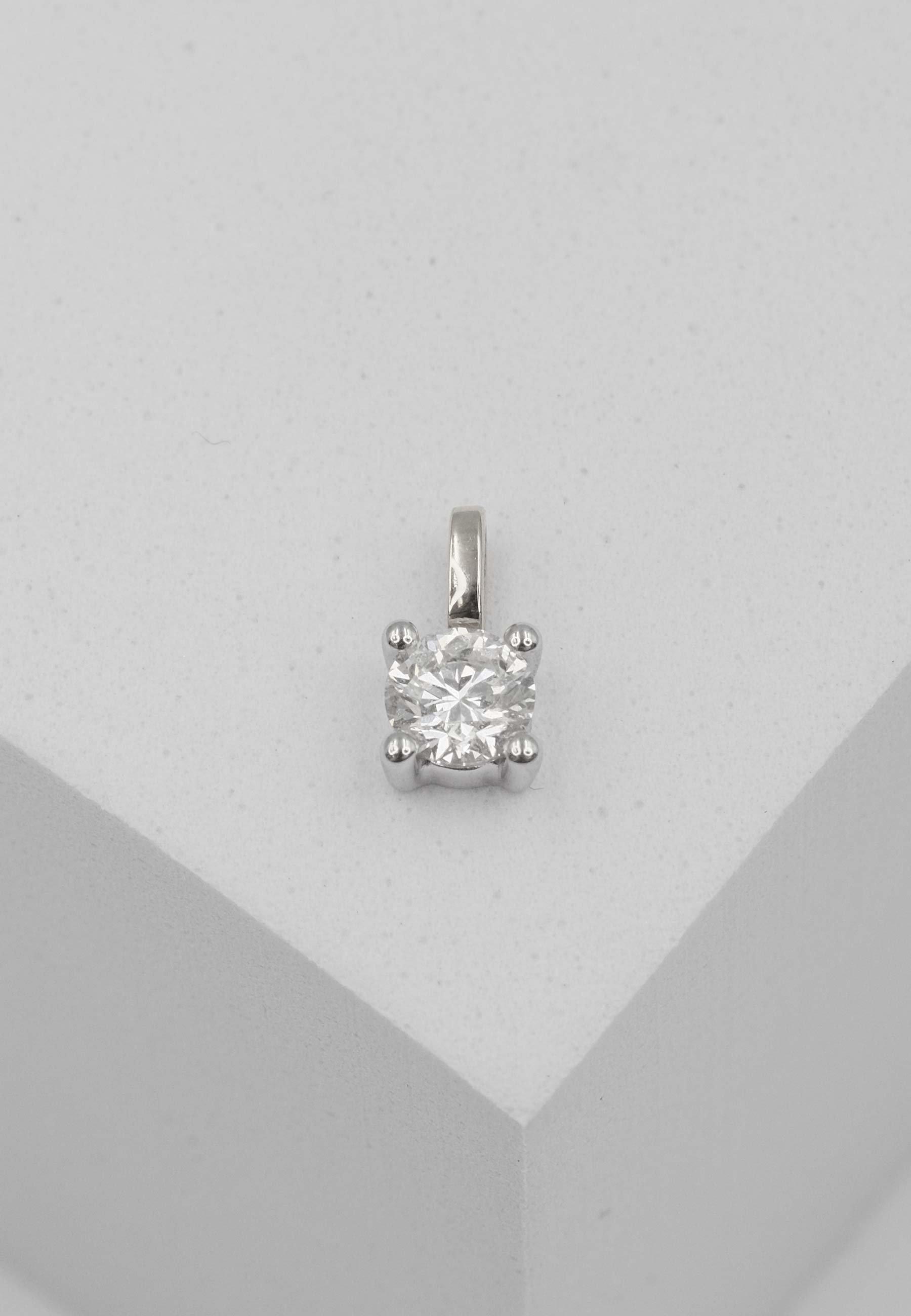 MUAU Schmuck  Solitär Anhänger 4-Griff-Fassung Weissgold 750 Diamant 0.33ct. 9x5.5mm 