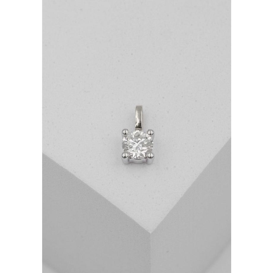 MUAU Schmuck  Pendentif solitaire 4 poignées en or blanc 750 diamant 0,33ct. 9x5,5mm 