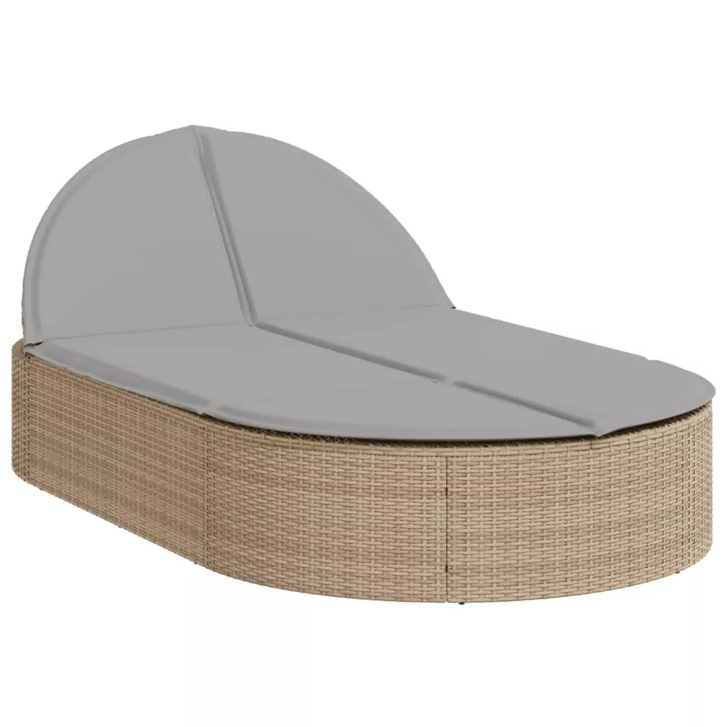 Chaise longue double avec coussins beige résine tressée