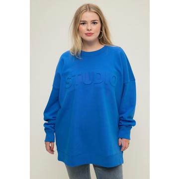 Sweat-shirt oversized à col rond et manches longues, message 3D