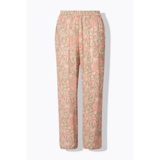 Ulla Popken Rose Safaridruck Weites Bein Hose Elastikbund  
