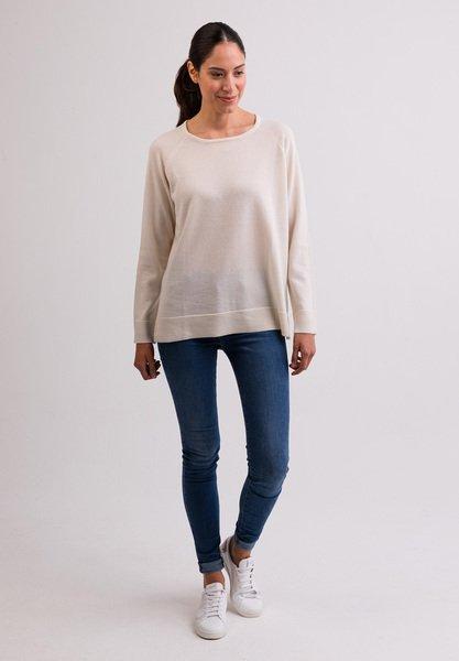 CASH-MERE.CH Pull Col Rond Cachemire avec Fentes Latérales  