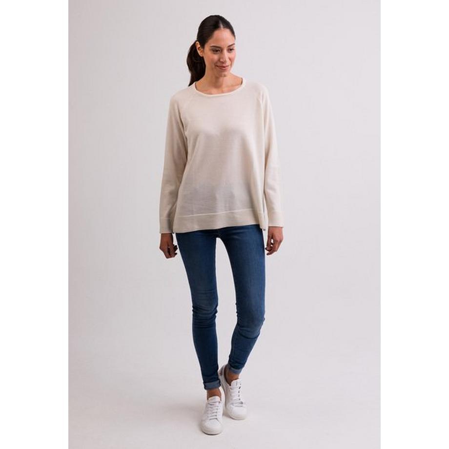 CASH-MERE.CH Maglione Girocollo Cashmere con Spacchi Laterali  