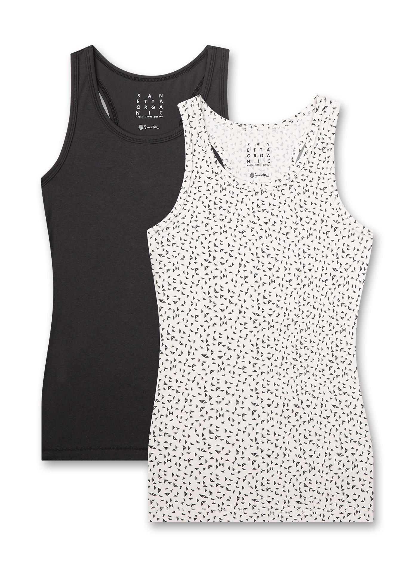 Sanetta  Mädchen-Unterhemd (Doppelpack) Off-White und Dunkel 