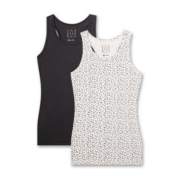 Mädchen-Unterhemd (Doppelpack) Off-White und Dunkelblau