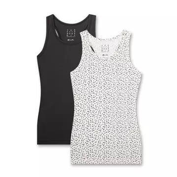 Mädchen-Unterhemd (Doppelpack) Off-White und Dunkel