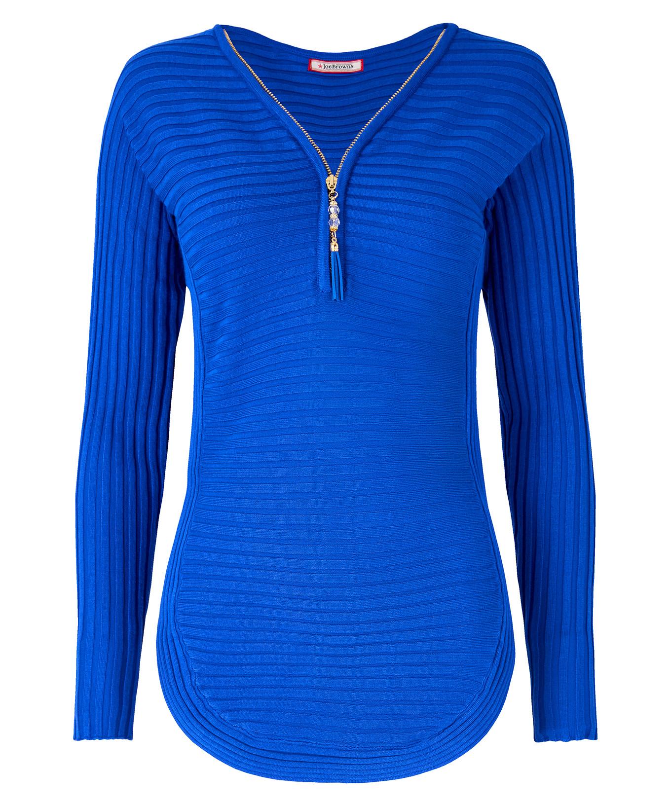 Joe Browns Geripptes Jersey Top Reissverschluss vorne  