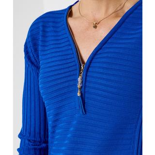 Joe Browns Geripptes Jersey Top Reissverschluss vorne  