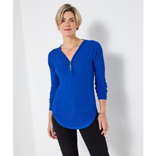 Joe Browns Geripptes Jersey Top Reissverschluss vorne  