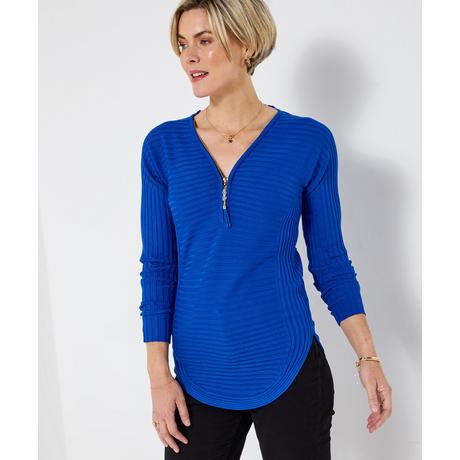 Joe Browns Geripptes Jersey Top Reissverschluss vorne  