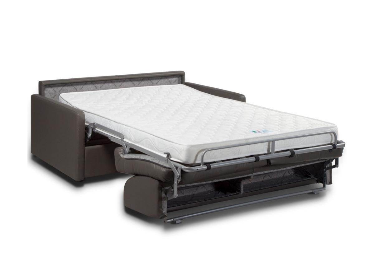 Vente-unique Schlafsofa 3Sitzer Kunstleder Liegefläche mit Lattenrost mit breiten Latten 1Matratze CALIFE  