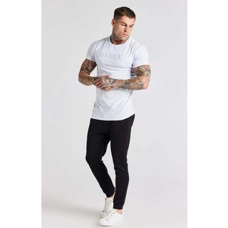 Sik Silk  T-Shirt White Embroidered Muscle Fit T-Shirt 