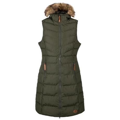 Trespass Audrey Gilet lungo imbottito con cappuccio in pelliccia sintetica  