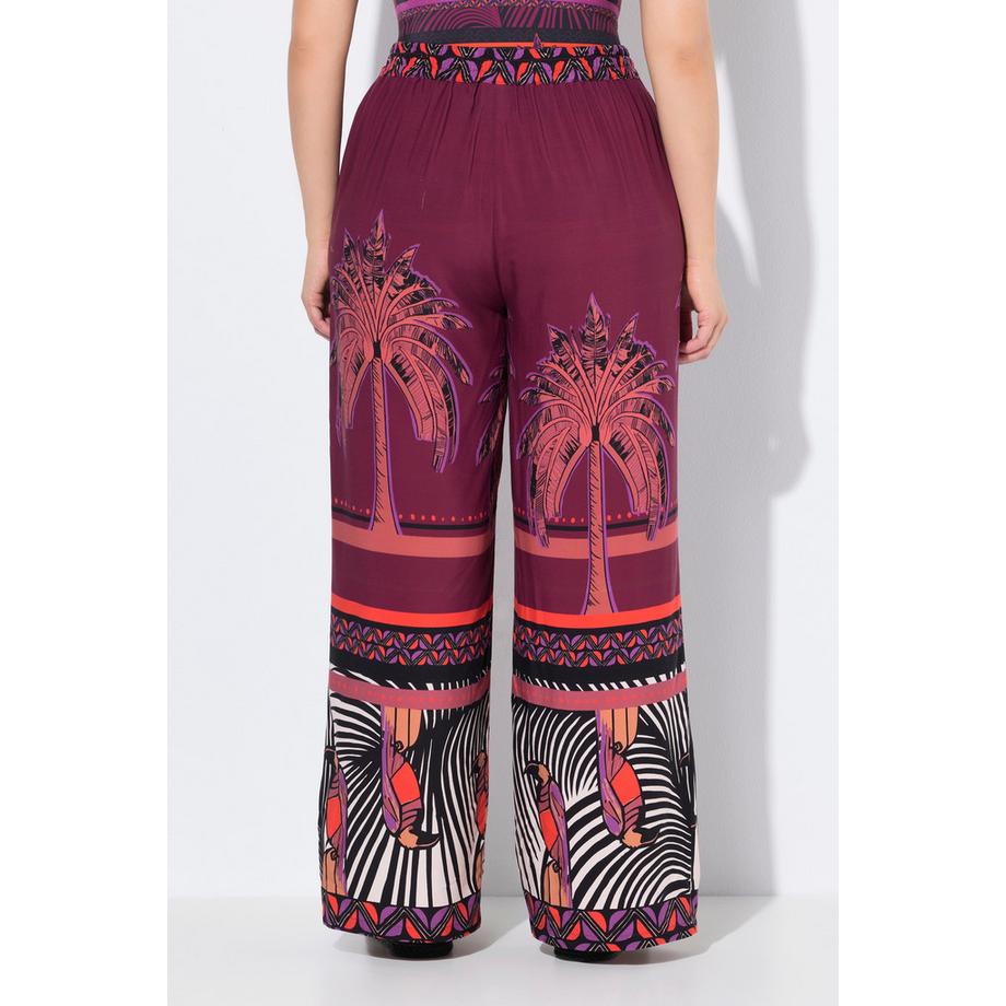 Ulla Popken Palazzohose Palmen Weites Bein Elastikbund  