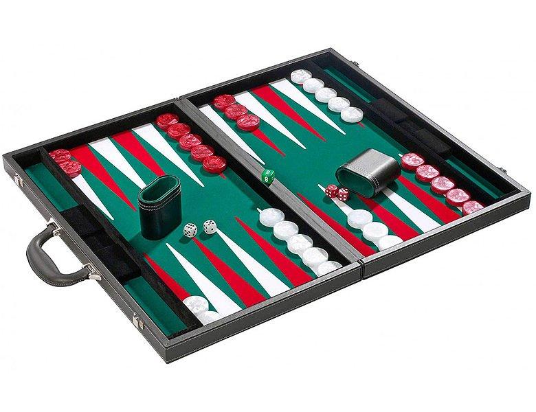 Philos  Spiele Backgammon Turnier Kunstleder Grün 