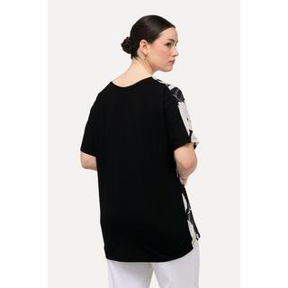 Ulla Popken T-Shirt Oversized Floreale Scollo a Tunica Mezza Manica  