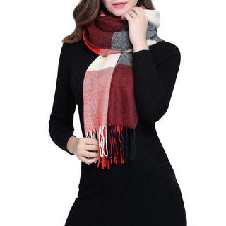 Only-bags.store Echarpe Triangle Carreaux Hiver Pashmina Doux Pompons  