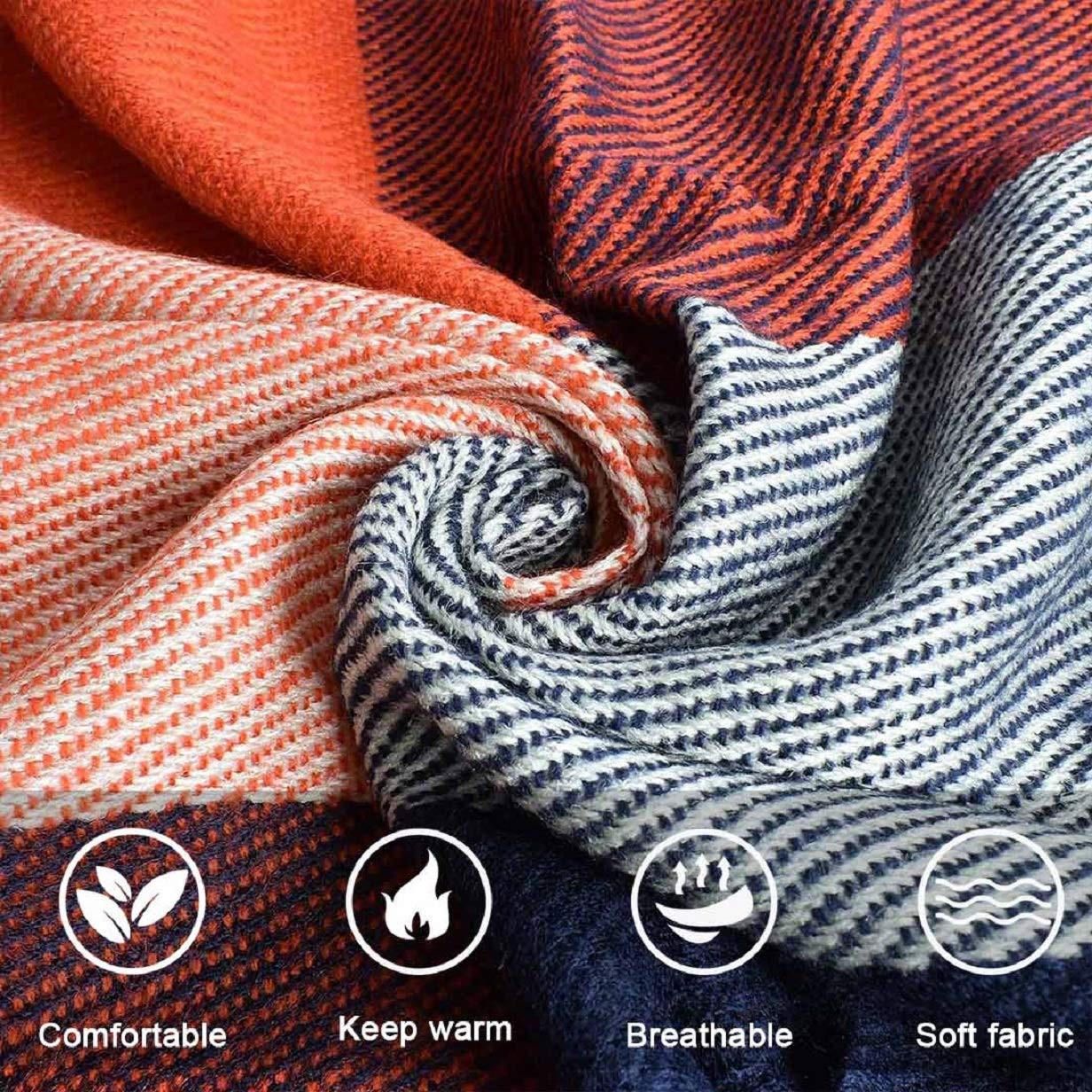 Only-bags.store Echarpe Triangle Carreaux Hiver Pashmina Doux Pompons  