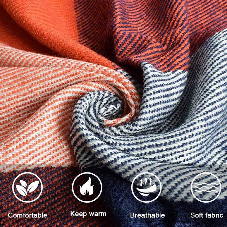 Only-bags.store Kariertes Dreieckstuch Winter Pashmina Weicher Quasten Wickelschal  