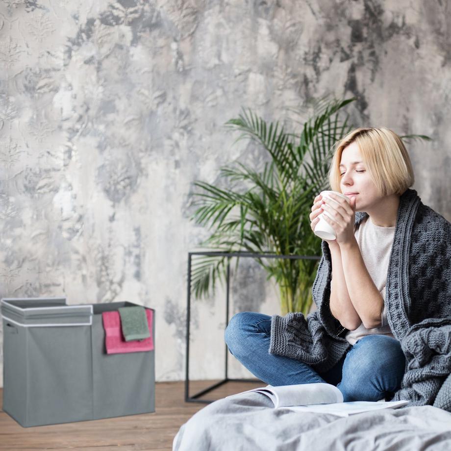 B2X Panier à linge avec couvercle 100 litres  