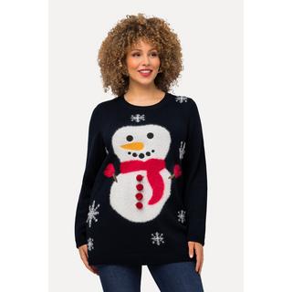 Ulla Popken  Pull de Noël, col rond et manches longues, motif bonhomme de neige 