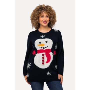 Pull de Noël, col rond et manches longues, motif bonhomme de neige