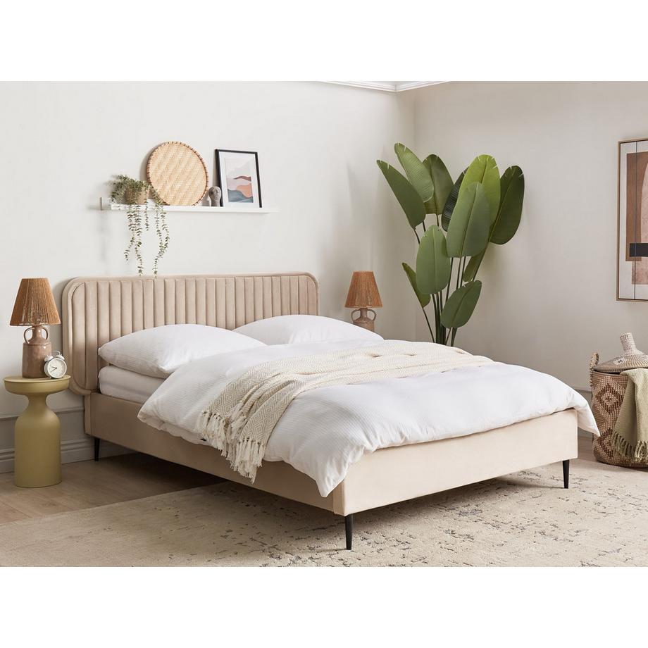 Beliani Lit avec sommier en Velours  BRIN  