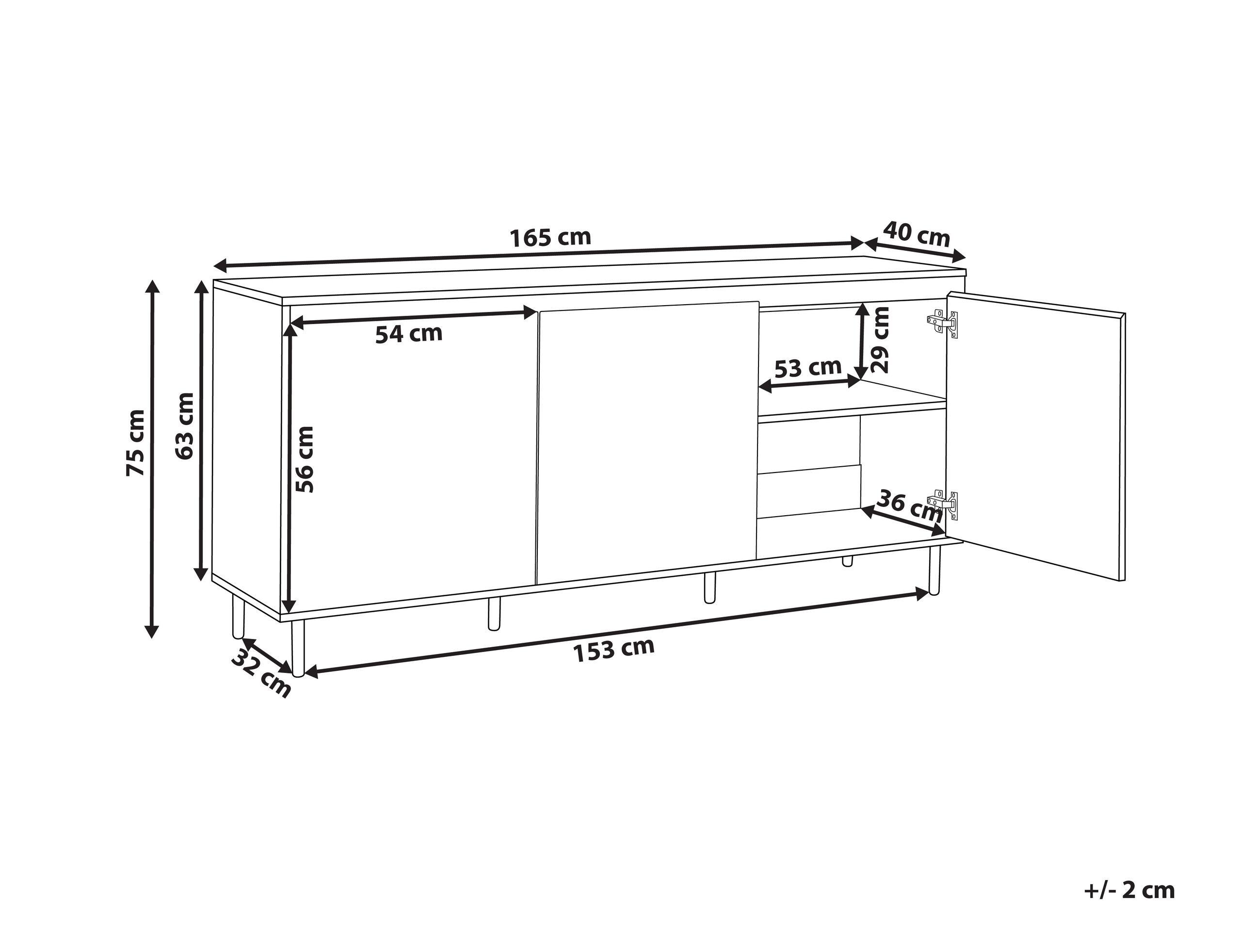 Beliani Sideboard mit 3 Türen aus Faserplatte Skandinavisch NIKEA  