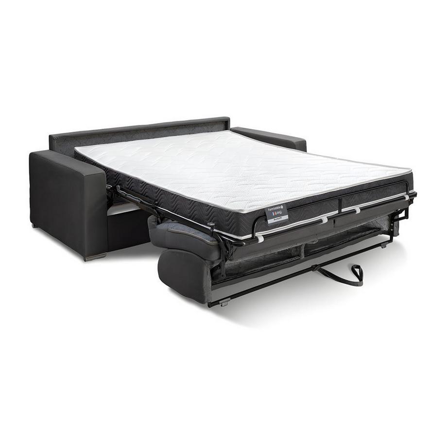 Vente-unique Divano letto 3p ribalta doghe larghe Materasso140cm Spess.16cm Memory foam  Velluto Blu notte - CALITO  