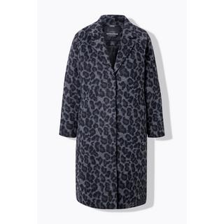 Ulla Popken Leopardenmuster Reverskragen Raglan Langarm Mantel  