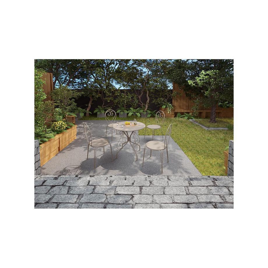 Vente-unique Lot de 4 chaises de jardin empilables en métal façon fer forgé - Beige - GUERMANTES de MYLIA  