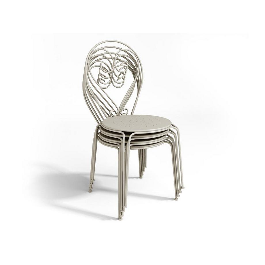 Vente-unique Lot de 4 chaises de jardin empilables en métal façon fer forgé - Beige - GUERMANTES de MYLIA  