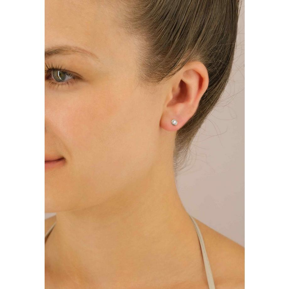 MUAU Schmuck  Solitär Ohrstecker Zargen-Fassung Weissgold 750 Brillanten 0.34ct. 6mm 