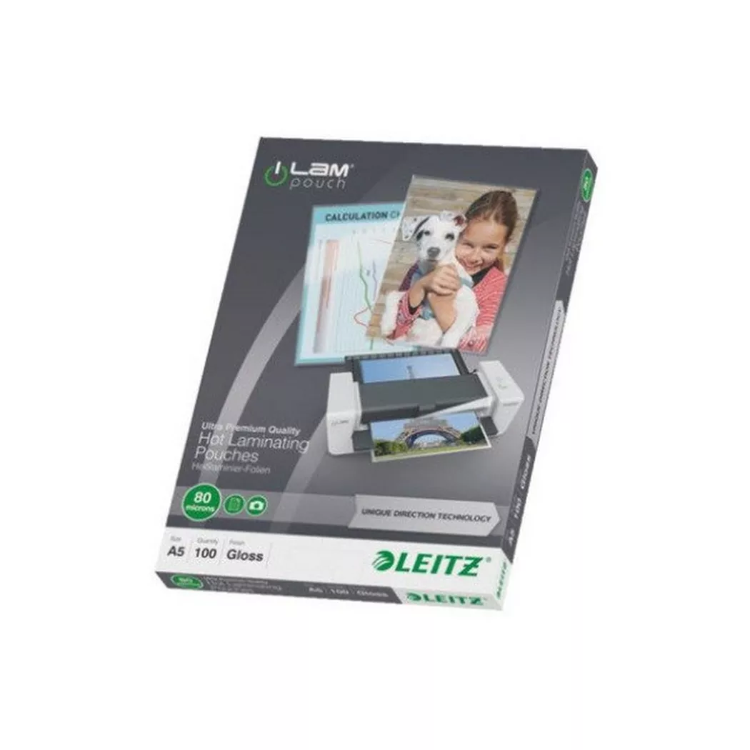 Leitz 7492 Laminate Sheet A5 80 micron glossy 100 pcs durable prot...
