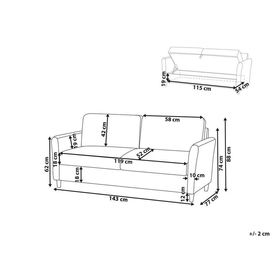 Beliani Canapé 2 places en Tissu  MARE  