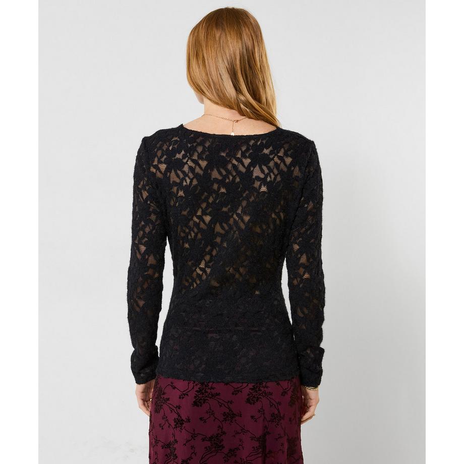 Joe Browns Henley en Dentelle Florale Texturée à Bord Festonné  