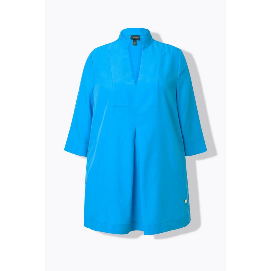 Ulla Popken Tunique Longue Empiècement Col Montant Encolure en V Manches 3/4  