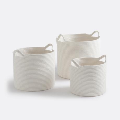 La Redoute Intérieurs Set aus 3 runden Körben Kesia mit Henkeln  