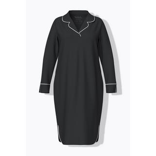 Ulla Popken Camicia da notte con pistagna collo a revers maniche lunghe  