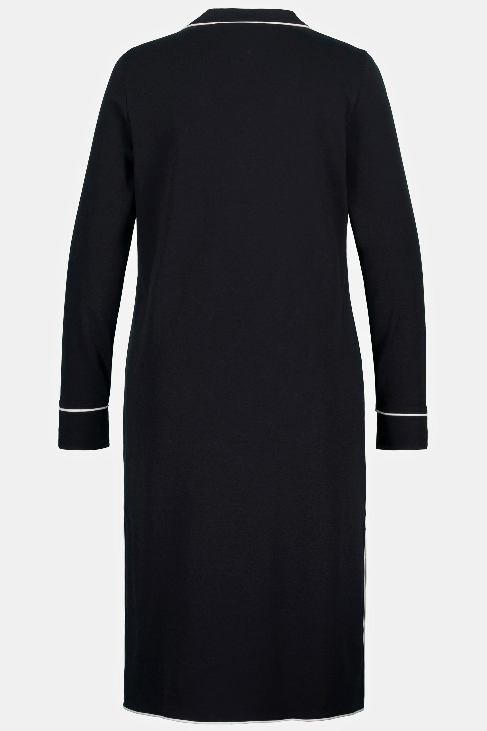 Ulla Popken Camicia da notte con pistagna collo a revers maniche lunghe  