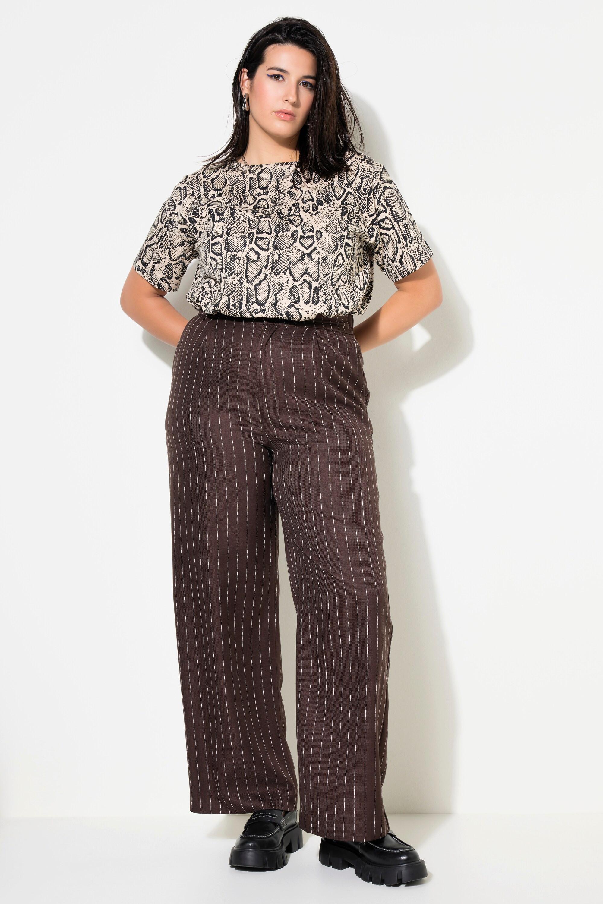 Studio Untold Pantalon Taille Haute Jambes Larges Tissu Chatoyant Fines Rayures  