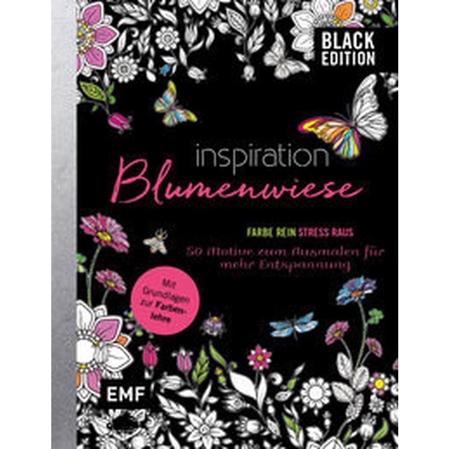 EMF Edition Michael Fischer  Black Edition: Blumenwiese - 50 Motive zum Ausmalen für mehr Entspannung 