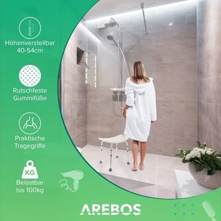 Arebos Badhocker Duschhilfe mit Sicherheitsgriff Duschsitz Höhenverstellbar  