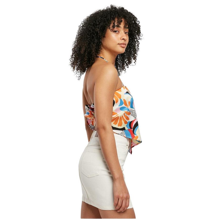 URBAN CLASSICS Satin AOP Triangle Kurzes Tanktop  