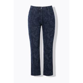 Ulla Popken  Jean Boyfriend, motif roses, taille confortable 