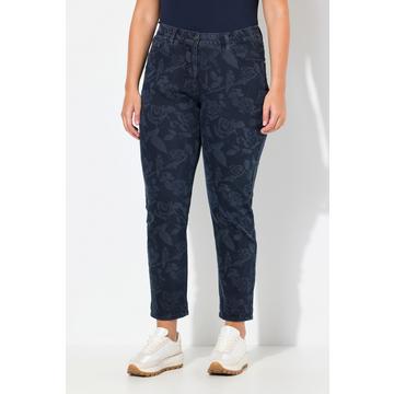 Jean Boyfriend, motif roses, taille confortable