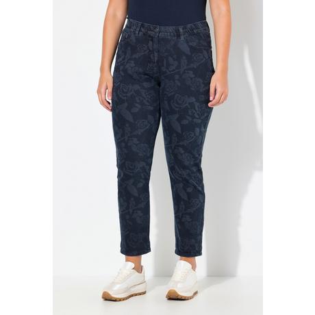 Ulla Popken  Jean Boyfriend, motif roses, taille confortable 