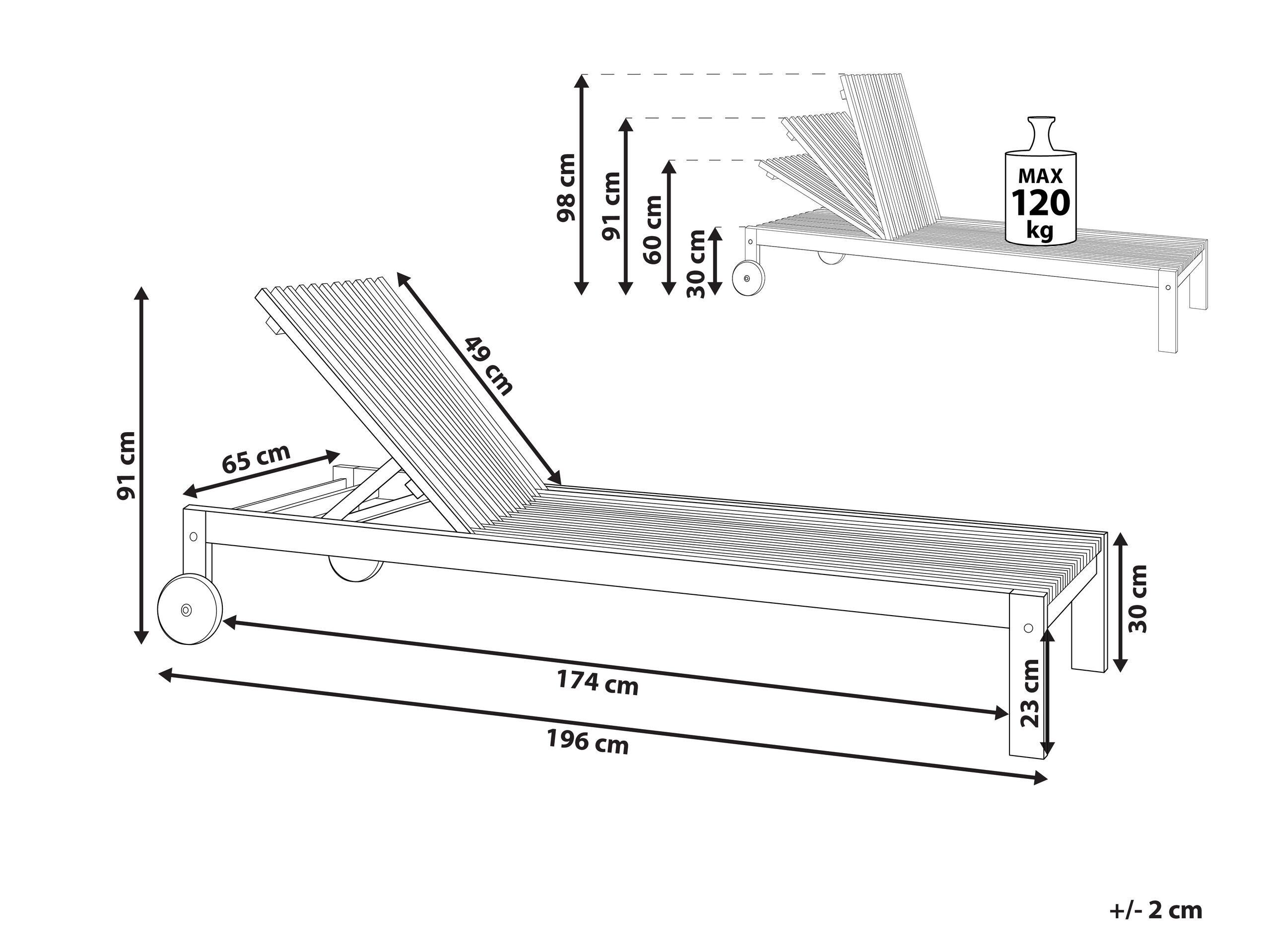 Beliani Sonnenliege aus Akazienholz Rustikal BELLANO  